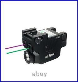 Low Profile P3PGL 500lm Flashlight Purple and Green Laser Sight Combo Pistol USB