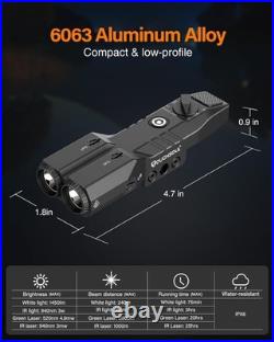 Mlok Picatinny Mounted Tactical Flashlight Green Laser 940nm IR Illuminator