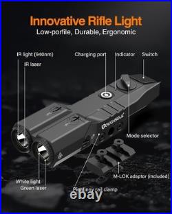 Mlok Picatinny Mounted Tactical Flashlight Green Laser 940nm IR Illuminator F
