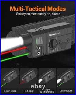 Mlok/Picatinny Mounted Tactical Flashlight Green/ Red Laser 3 in 1 Combo 1600