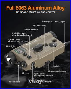 Mlok and Picatinny Mounted Tactical Flashlight Green Laser Desert Tan Mlok and Picatinny Mounted Tactical Flashlight Green Laser Desert Tan