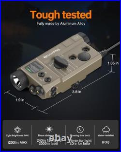Mlok and Picatinny Mounted Tactical Flashlight Green Laser Desert Tan Mlok and Picatinny Mounted Tactical Flashlight Green Laser Desert Tan