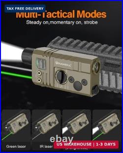 Mlok and Picatinny Mounted Tactical Flashlight Green Laser InfraredIR