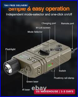 Mlok and Picatinny Mounted Tactical Flashlight Green Laser InfraredIR