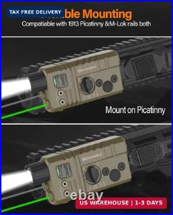Mlok and Picatinny Mounted Tactical Flashlight Green Laser InfraredIR