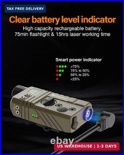Mlok and Picatinny Mounted Tactical Flashlight Green Laser InfraredIR
