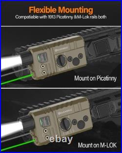 Mlok and Picatinny Mounted Tactical Flashlight Green Laser Infrared(IR) Laser 3