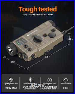 Mlok and Picatinny Mounted Tactical Flashlight Green Laser Infrared(IR) Laser 3