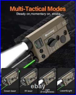 Mlok and Picatinny Mounted Tactical Flashlight Green Laser Infrared(Ir) Laser 3