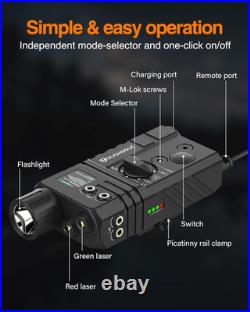 Mlok and Picatinny Mounted Tactical Flashlight Green/Red Laser 3 in 1 Combo, 160 Mlok and Picatinny Mounted Tactical Flashlight Green/Red Laser 3 in 1 Combo, 160