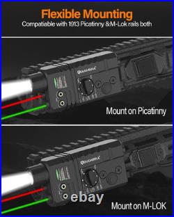Mlok and Picatinny Mounted Tactical Flashlight Green/Red Laser 3 in 1 Combo, 160 Mlok and Picatinny Mounted Tactical Flashlight Green/Red Laser 3 in 1 Combo, 160