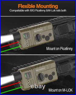 Mlok and Picatinny Mounted Tactical Flashlight Green/Red Laser 3 in 1 Combo, 160