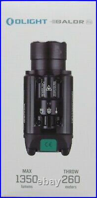 Olight Baldr Pro 1350 Lumen Pistol Flashlight with Green Laser Sight Black