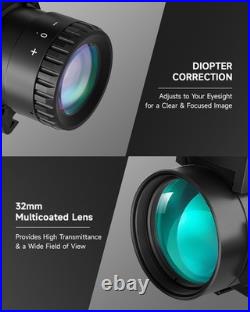PINTY 4x32 Rifle Scope with 3MOA Red Dot Sight and Green Laser for 20mm Picatinn