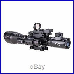 Pinty 3 in 1 4-12x50EG Rifle Scope with Red/Green Dot Sight Scope&Green Laser