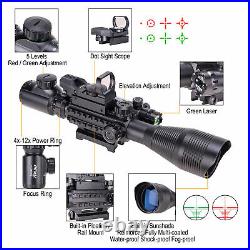 Pinty 4-12X50EG Tactical Rangefinder Reticle Rifle Scope Green Laser& Dot Sight