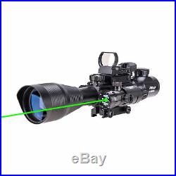 Pinty 4-12X50 Tactical Rangefinder Reticle Rifle Scope Green Laser&Dot Sight New