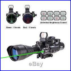 Pinty 4-12x50EG Rangefinder Rifle Scope lluminated With Laser &Red/Green Dot Sight
