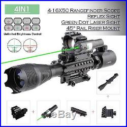 Pinty 4-16x50 Rifle Scope Green Laser 4 Reticle Red & Green Dot Sight 45°Mount