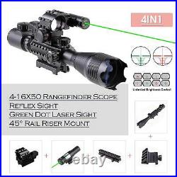 Pinty 4-16x50 Rifle Scope With Green Laser & 4 Reticle Dot Sight Scope & 45°Mount