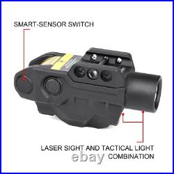 Pistol Green Laser Flashlight Combo Sensor Switch Built-in Battery Rechargeable
