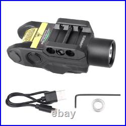 Pistol Green Laser Flashlight Combo Sensor Switch Built-in Battery Rechargeable