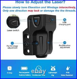 Precision Laser Sight for Pistol Rechargeable, Easy Setup, Class IIIA Rated