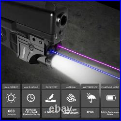 Red Green Blue Purple Laser Beams with 600 Lumens Flashlight for Pistols, 3 In1