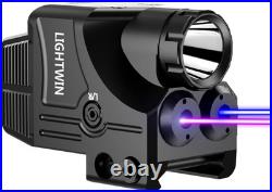 Red Green Blue Purple Laser Beams with 600 Lumens Flashlight for Pistols, 3 In1
