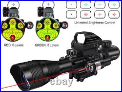 Reflex Dot Gun Sight Laser Scope Optics Rifle Dual Red Green 20mm Mount 3-in-1