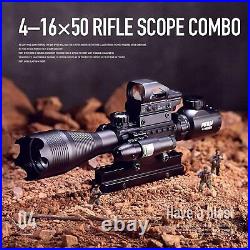 Rifle Scope 4-16X50 Illuminated Optics Sight Green Laser, Reflex Holographic Dot