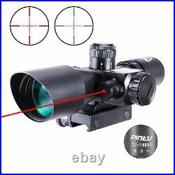 Rifle Scope Laser Sight Combo Red Green Illuminated Firearm Gun Mil-Dot Tactical