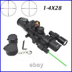 Sniper 1-4X28 Combo Riflescope Illuminated Reticle Red laser Flashlight Red dot