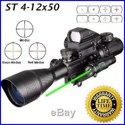 Sniper ST4-12x50 Combo Scope includes Green Laser and Holographic Dot Sight