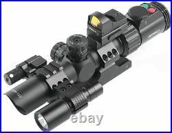 Sniper Tactical Rifle Scope Red/green Reticle Flash Light Red & Reflex Dot Sight