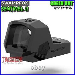 SwampFox SENTINEL II 2 GREEN Dot RMSc Pattern Optic with BACKUP REAR SIGHT