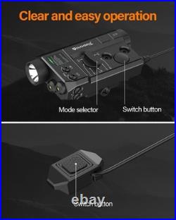 TOUGHSOUL Mlok and Picatinny Mounted Tactical Flashlight Green Laser Red Laser