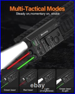 TOUGHSOUL Mlok and Picatinny Mounted Tactical Flashlight Green Laser Red Laser