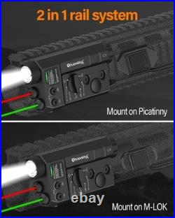 TOUGHSOUL Mlok and Picatinny Mounted Tactical Flashlight Green Laser Red Laser