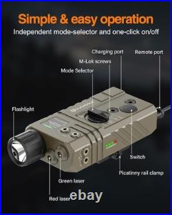 TOUGHSOUL Mlok and Picatinny Mounted Tactical Flashlight Green/Red Laser 3 in 1