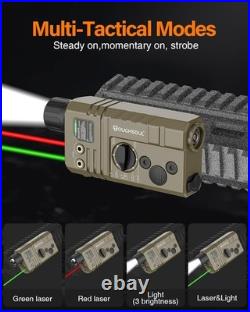 TOUGHSOUL Mlok and Picatinny Mounted Tactical Flashlight Green/Red Laser 3 in 1