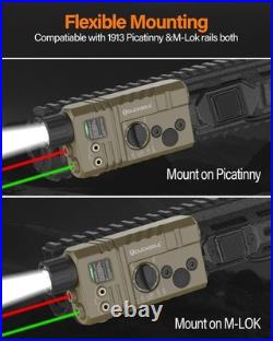 TOUGHSOUL Mlok and Picatinny Mounted Tactical Flashlight Green/Red Laser 3 in 1