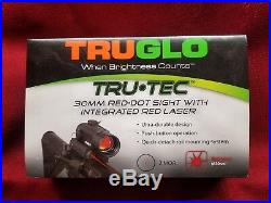 TRUGLO Tru-Tec 30mm Red Dot Sight with Red Laser, 2 MOA Reticle, Matte Black
