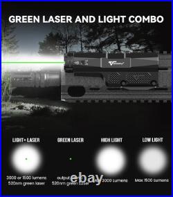 Tactical Flashlight Green Laser Combo USB Rechargeable