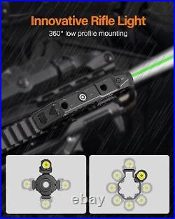 Tactical Flashlight Green Laser Sight Combo, 1450 Lumen Picatinny Rail MLOK Moun