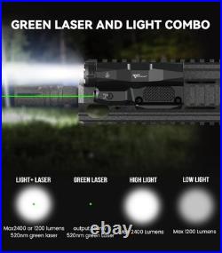 Tactical Flashlight Laser Combo 2400 Lumens Green Laser