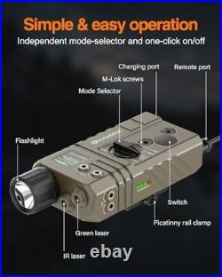 Tactical Flashlight with Green Laser & IR Laser 1600 Lumen Combo for Rifle