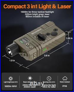 Tactical Green Laser & IR Laser Combo for Mlok/Picatinny Mount Bright, Versati