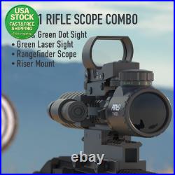 Tactical Rifle Scope Combo 3-9X32 Red Dot Green Laser for Picatinny Rail