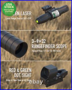 Tactical Rifle Scope Combo 3-9X32 Red Dot Green Laser for Picatinny Rail